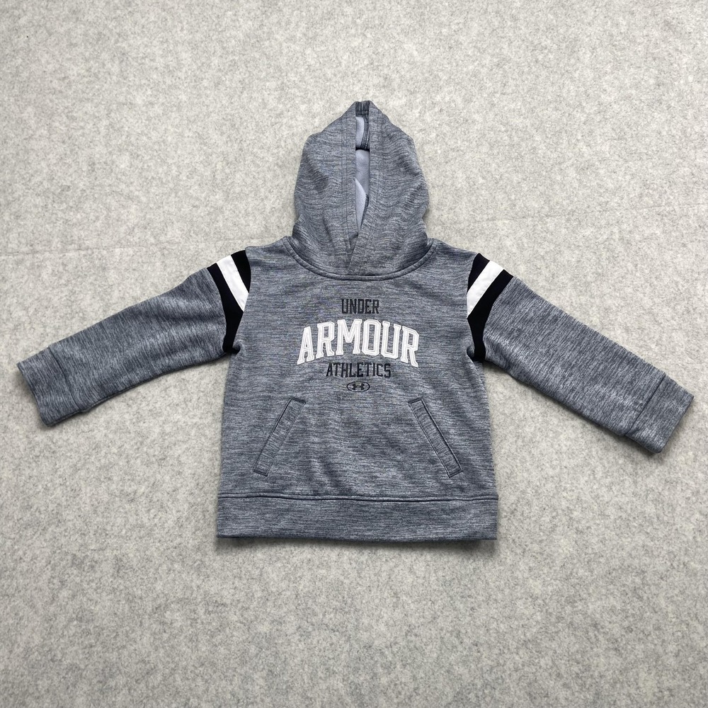 Under Armour Hoodie Boys 2T Gray Fleece Pullover Athletics Sweatshirt Logo